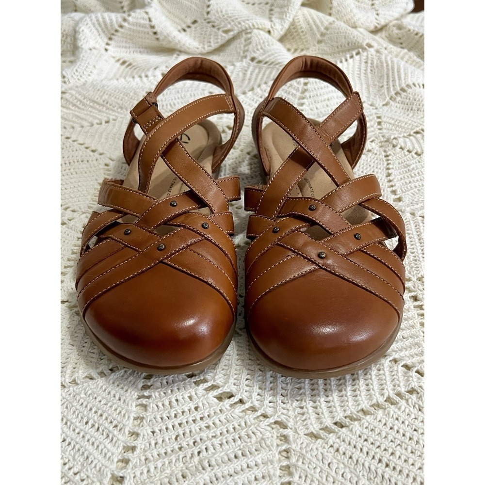 Clarks Elizabelle Sea Fisherman‎ Sandal Woman's 8.5 M Brown Leather Comfortable - Picture 2 of 8